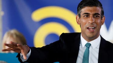 Conservative leadership candidate Rishi Sunak speaks at a Conservative Party leadership campaign event in Grantham, Britain, on July 23, 2022. (Reuters)