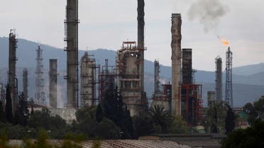 Excess natural gas is burnt, or flared, from Mexican state-owned Pemex's Tula oil refinery, in Tula de Allende, north of Mexico City, Mexico, on June 22, 2020. (Reuters)