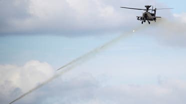 A South Korean army Apache helicopter fires missiles during a demonstration at a media event of 2018 Defense Expo Korea near the demilitarized zone separating the two Koreas in Pocheon, South Korea, September 11, 2018. (File photo: Reuters)