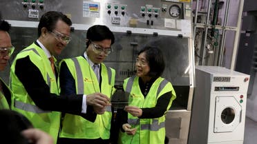 Ambassador Katherine Tai, US Trade Representative, ROK Trade Minister Yeo Han-Koo, and Jeong Joon You, vice chairman SK Group tour a silicon wafer plant being expanded by South Korean semiconductor manufacturer SK Siltron CSS in Auburn, Michigan, US, March 16, 2022. (Reuters)