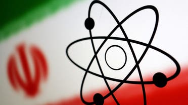 Atom symbol and Iran flag are seen in this illustration, July 21, 2022. (Reuters)