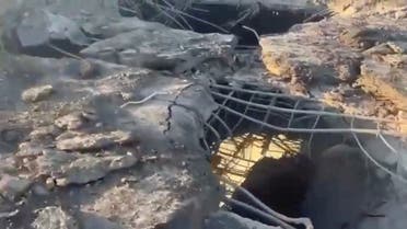 A view shows the damaged Antonivskyi bridge in the aftermath of shelling, in Kherson, Ukraine, in this screen grab obtained from a social media video released July 27, 2022. (Reuters)