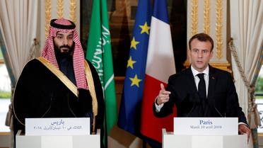 File photo of French President Emmanuel Macron and Saudi Arabia's Crown Prince Mohammed bin Salman attend a press conference at the Elysee Palace in Paris, France, April 10, 2018. (Reuters)