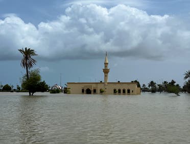 General view of flood water following a day of heavy rain in Fujairah, United Arab Emirates, July 28, 2022. 