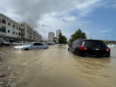 General view of flood water following a day of heavy rain in Fujairah, United Arab Emirates, July 28, 2022. (Reuters)