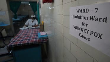 A health worker works at a monkeypox ward set up at a government hospital in Hyderabad, India, Wednesday, July 20, 2022. India recorded its first monkeypox case earlier last week. (AP Photo/Mahesh Kumar A.)