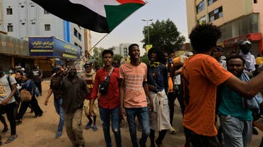 Protesters march during a rally against military rule following the last coup, in Khartoum, Sudan July 31, 2022. (Reuters)