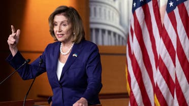 This file photo taken on July 29, 2022 shows US Speaker of the House Nancy Pelosi, Democrat of California, holding her weekly press conference on Capitol Hill in Washington, DC. (AFP)