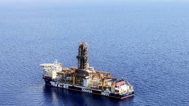 London-based Energean's drill ship begins drilling at the Karish natural gas field offshore Israel in the east Mediterranean May 9, 2022. (Reuters)