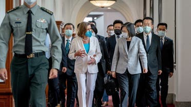 US House of Representatives Speaker Nancy Pelosi attends a meeting with Taiwan President Tsai Ing-wen at the presidential office in Taipei, Taiwan, on August 3, 2022. (Reuters)