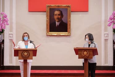 US House Speaker Nancy Pelosi speaks alongside Taiwan President Tsai Ing-wen in Taipei, August 3, 2022. (Reuters)