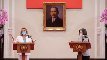 US House Speaker Nancy Pelosi speaks alongside Taiwan President Tsai Ing-wen in Taipei, August 3, 2022. (Reuters)