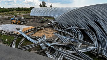 A view shows a grain a storage destroyed by a Russian military strike, as Russia's attack on Ukraine continues, in the village of Yulivka, Zaporizhzhia region, Ukraine July 27, 2022. (Reuters)