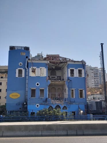 Maison Bleu damaged by the Beirut Port Blast. The Beirut Heritage Initiative worked to rehabilitate it. (Supplied)