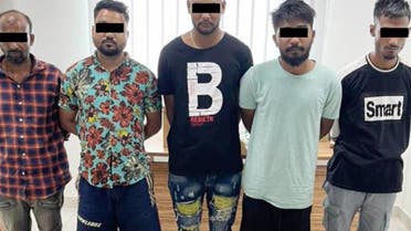 Police in the Sharjah emirate of the UAE have arrested a gang of five Asians who allegedly ran a fake massage parlor to lure unwitting customers and rob them at knifepoint. (Supplied: sharjah Police)