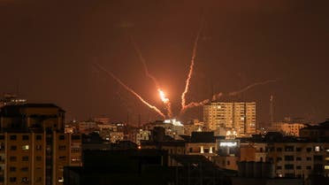 Palestinian rockets fired from in Gaza City in retaliation to earlier Israeli airstrikes, Aug. 5, 2022. (AFP)