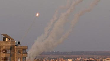 A salvo of rockets is fired from Gaza City towards Israel, on August 7, 2022. An Islamic Jihad source that truce talks are taking place after three days of deadly fighting between the Gaza militants and Israel. (AFP)