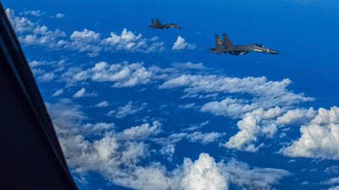 Chinese fighter jets conduct joint combat training exercises around the Taiwan Island on Sunday, Aug. 7, 2022. (AP)