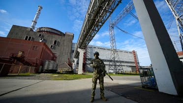 FILE - A Russian serviceman guards in an area of the Zaporizhzhia Nuclear Power Station in territory under Russian military control, southeastern Ukraine, on May 1, 2022. MEven as the Russian war machine crawls across Ukraine’s east, trying to achieve the Kremlin’s goal of securing a full control over the country’s industrial heartland of the Donbas, the Ukrainian forces are scaling up attacks to reclaim territory in the south. (AP Photo, File)