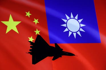 Airplane is seen in front of Chinese and Taiwanese flags in this illustration, August 6, 2022. (Reuters)
