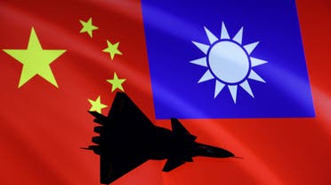 Airplane is seen in front of Chinese and Taiwanese flags in this illustration, August 6, 2022. (Reuters)