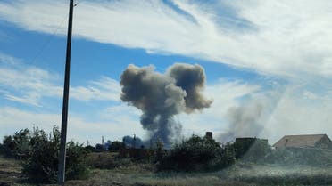 Smoke rises after explosions were heard from the direction of a Russian military airbase near Novofedorivka, Crimea August 9, 2022. (Reuters)