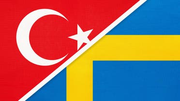 Turkey and Sweden, symbol of country. Turkish vs Swedish national flag stock illustration