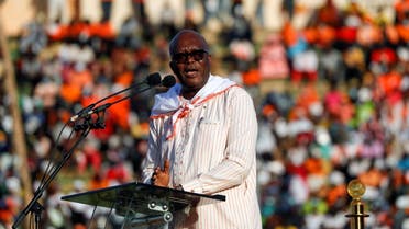 Burkina Faso's former President Roch Marc Christian Kabore holds his final campaign rally ahead of the presidential election, in Ouagadougou, Burkina Faso, November 20, 2020. (Reuters)