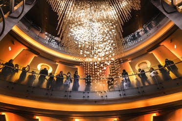 The famous chandelier Symphony at the Dubai Opera lit by 3,000 LED sources and sparkles with thousands of hand-blown crystal components. (WAM)