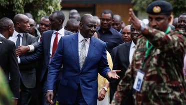 Kenya's Deputy President William Ruto and presidential candidate for the United Democratic Alliance (UDA) and Kenya Kwanza political coalition walks before the announcement of the results of Kenya's presidential election , in Nairobi, Kenya, on August 15, 2022. (Reuters)