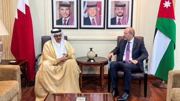 Jordanian Foreign Minister Ayman Safadi meets with Bahrain's Foreign Minister Abdullatif bin Rashid Al Zayani in Amman, Jordan August 16, 2022. (Reuters)