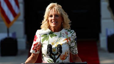 US first lady Jill Biden speaks next to President Joe Biden during an Independence Day celebration on the South Lawn of the White House in Washington, US, July 4, 2022. (File photo: Reuters)