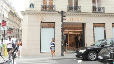 An image shows broken windows inside the Valentino luxury store in Paris, after a car-ramming robbery took place overnight. (AFP)