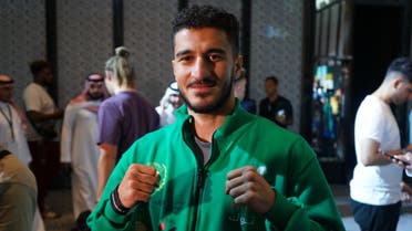 Ziyad al-Maayouf, Saudi Arabia's first professional boxer, poses for a picture during a press conference at the Shangri-La Hotel in Jeddah, Saudi Arabia on August 17, 2022. 