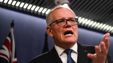 Australia's former prime minister Scott Morrison speaks to media during a press conference in Sydney on August 17, 2022. (AFP)