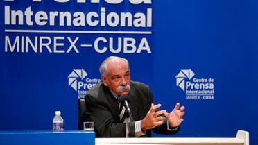 Dr. Jorge González Pérez, President of the Cuban Society of Legal Medicine, speaks during a press conference in Havana, August 17, 2022. (AFP)