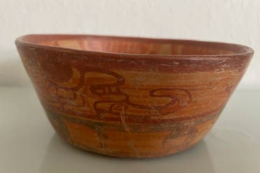 Handout picture released by the Guatemalan Embassy in Germany showing a Mayan vessel in Dusseldorf, Germany, August 17, 2022. (AFP)