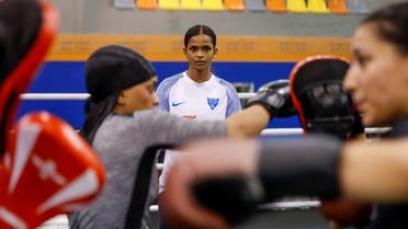 Saudi girls and women participate in a boxing training session led by British-Somali fighter Ramla Ali. (Supplied)