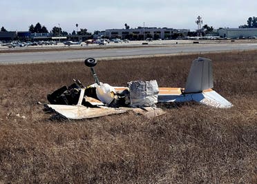 The scene where two planes collided over a California airport leading to fatalities. (Twitter)