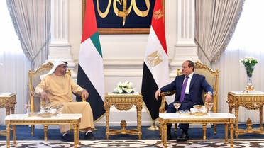 UAE’s President Sheikh Mohamed bin Zayed arrived in Egypt on Sunday and met with his Egyptian counterpart Abdel Fattah al-Sisi. (WAM)