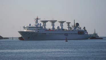 Chinese military survey ship Yuan Wang 5 arrives at Hambantota International Port in Hambantota, Sri Lanka, on August 16, 2022. (Reuters)