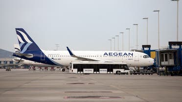  An Aegean Airlines Airbus A320neo is docked at a plane jetway of the Eleftherios Venizelos International Airport, in Athens, Greece, on May 11, 2020. (Reuters)
