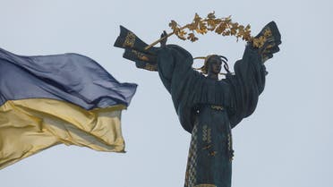 A Ukrainian national flag waves in front of the Independence Monument in the centre of Kyiv, as Russia's attack on Ukraine continues, Ukraine August 24, 2022. (Reuters)