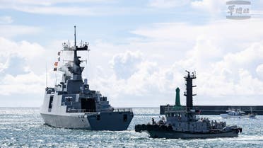 A Kang Ding-class frigate Di Hua of Taiwan Navy leaves a port for monitoring a Navy Force vessel of the Chinese People's Liberation Army (PLA), at an undisclosed location in Taiwan August 8, 2022 in this handout picture released on August 10, 2022. Taiwan Military News Agency/Handout via REUTERS ATTENTION EDITORS - THIS IMAGE WAS PROVIDED BY A THIRD PARTY. NO RESALES. NO ARCHIVES.