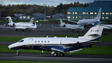 A private jet lands in Prestwick Airport, as world leaders gather in Glasgow for the UN Climate Change Conference (COP26), in Prestwick, Scotland, Britain, November 2, 2021. (File photo: Reuters)