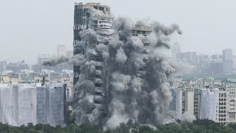 Plumes of dust as two illegal skyscrapers razed in 10 secs near Indian capital Delhi