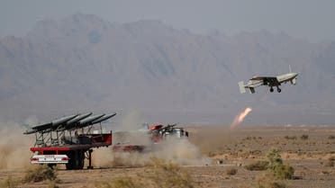 A drone is launched during a military exercise in an undisclosed location in Iran, in this handout image obtained on August 25, 2022. Iranian Army/WANA (West Asia News Agency)/Handout via REUTERS ATTENTION EDITORS - THIS PICTURE WAS PROVIDED BY A THIRD PARTY