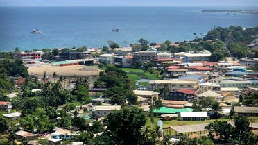 Ships are docked offshore in Honiara, the capital of the Solomon Islands. (AP)