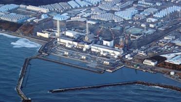 An aerial view shows the Fukushima Daiichi nuclear power plant following a strong earthquake, in Okuma town, Fukushima prefecture, Japan in this photo taken by Kyodo on March 17, 2022. (Reuters)
