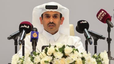 Qatar Energy CEO and Qatar's State Minister for Energy Saad al-Kaabi speaks at an event announcing agreements for the construction of the world's largest Blue Ammonia project in Doha, Qatar, August 31, 2022. (Reuters)